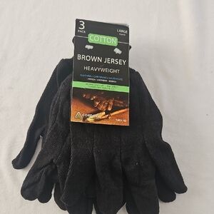 Brown Jersey Gloves - Black